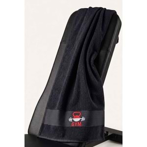 GYM 50x100 Cm %100 Pamuklu Spor Havlusu Fitness Gym Golf Boks Tenis Havlusu SİYAH