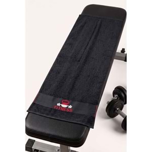 FITNESS 50x100 Cm %100 Pamuklu Spor Havlusu Fitness Gym Golf Boks Tenis Havlusu SİYAH