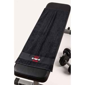 GYM 50x100 Cm %100 Pamuklu 2'li Spor Havlusu SİYAH-AÇIK GRİ Fitness Gym Golf Boks Tenis Havlusu