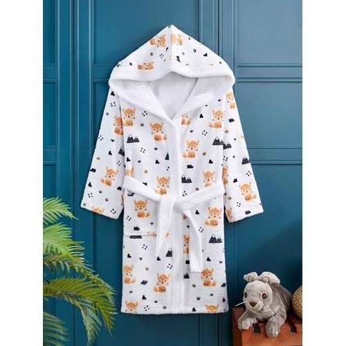 Forest Fox Dijital Baskılı Çocuk Bornozu