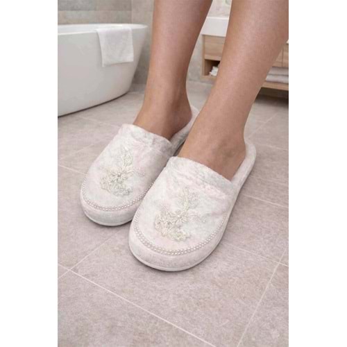 Güpürlü İnci Motifli Kalın Tabanlı Banyo Ve Ev Terliği Havlu Terlik Otel,Spa,Ev Terliği