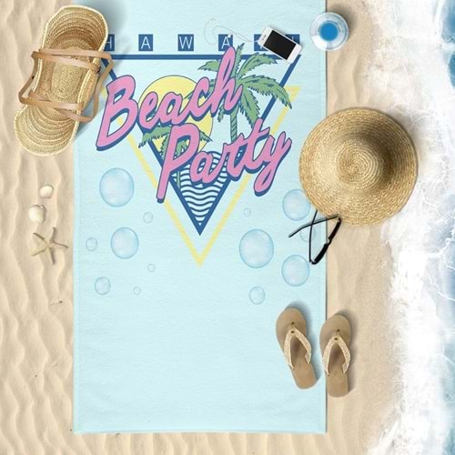 BEACH PARTY Dijital Baskılı 75x150 Cm Plaj Havlusu