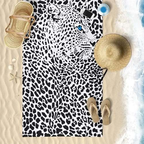 BLACK LEOPARD Dijital Baskılı 75x150 Cm Plaj Havlusu