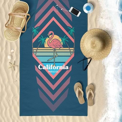 CALIFORNIA FLAMINGO Dijital Baskılı 75x150 Cm Plaj Havlusu