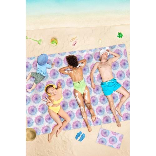 Lilac Flower Dijital Baskılı 150x220 Cm Aile Boyu Plaj Havlusu Kum Geçirmez