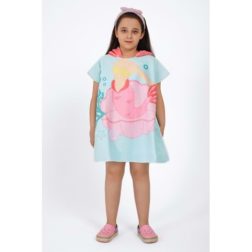 Mermaid Desen Çocuk Panço Plaj Havlusu