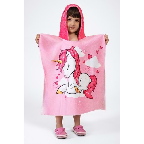 Unicorn Desen Çocuk Panço Plaj Havlusu