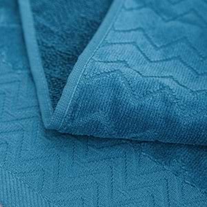Ansaaj Kadife Jakarlı 4 Parça Bornoz Takımı MAVİ L-XL Beden