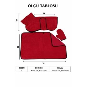 3'lü Köpek Kurulama Seti Bornoz-Havlu-Pati Eldiveni Süper Su Emici Yaz-Kış Set BORDO