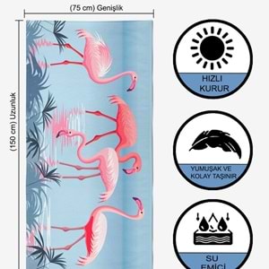 Flamingo Dijital Baskılı 75x150 Cm Plaj Havlusu
