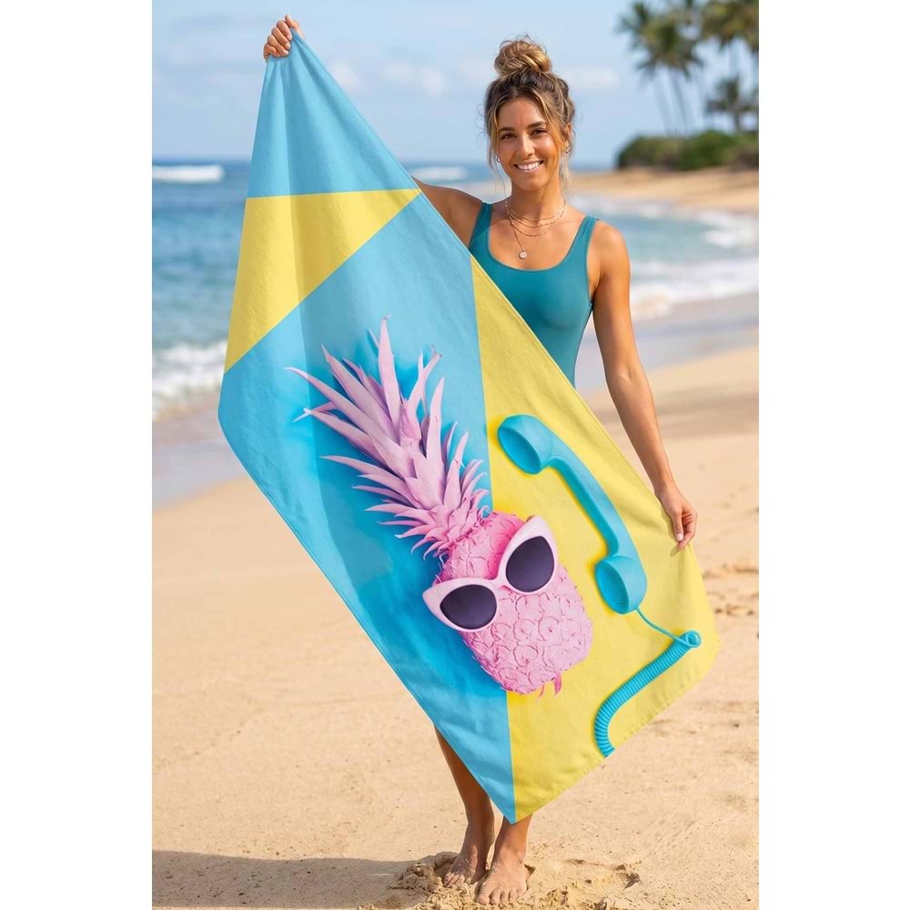 Pineapple Dijital Baskılı 75x150 Cm Plaj Havlusu