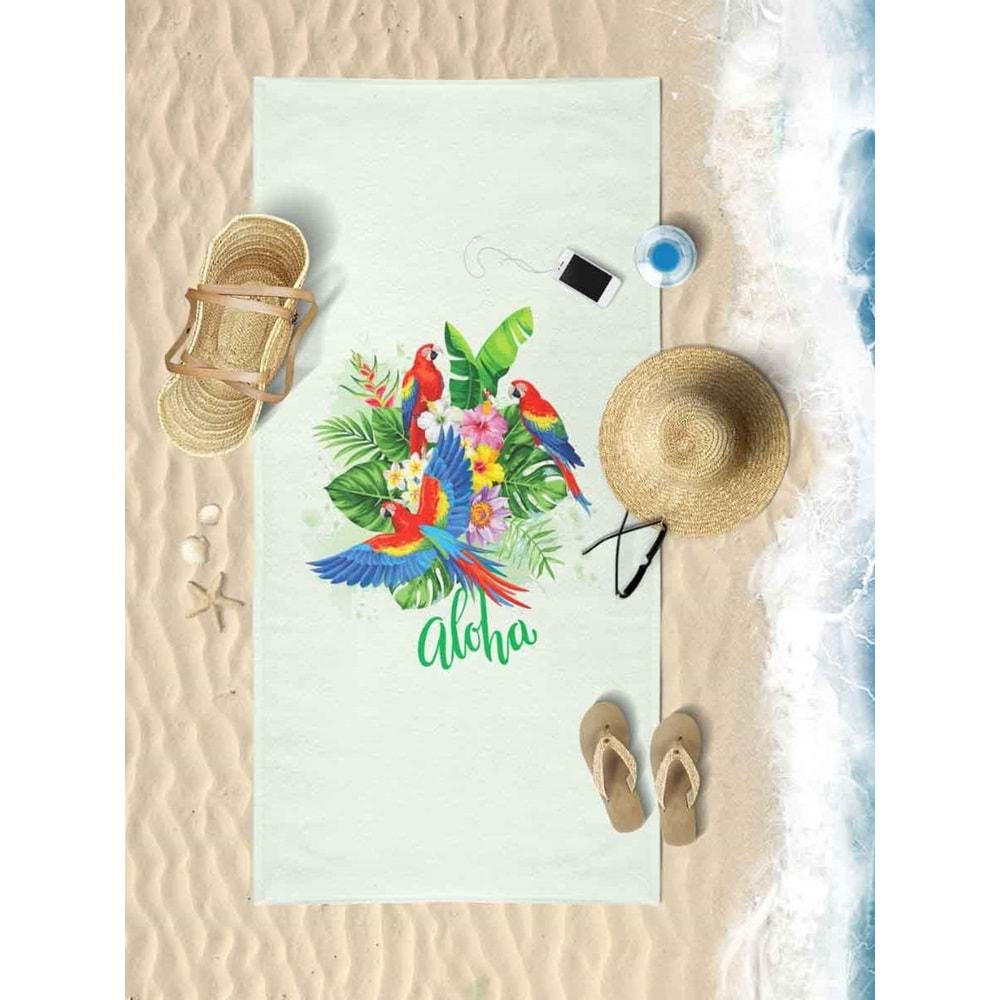 Parrot Flower Dijital Baskılı 75x150 Cm Plaj Havlusu