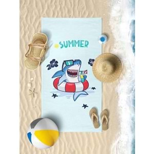 Shark Dijital Baskılı 60x130 Cm Çocuk Plaj Havlusu