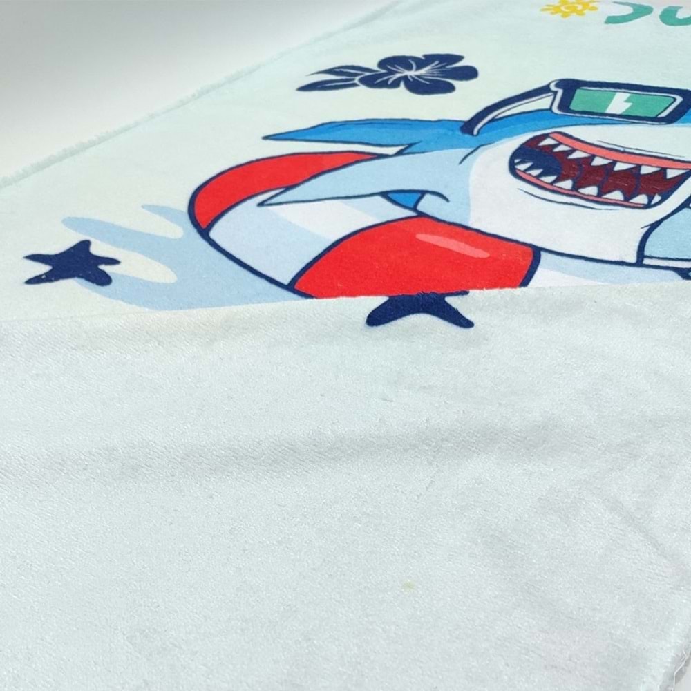 Shark Dijital Baskılı 60x130 Cm Çocuk Plaj Havlusu
