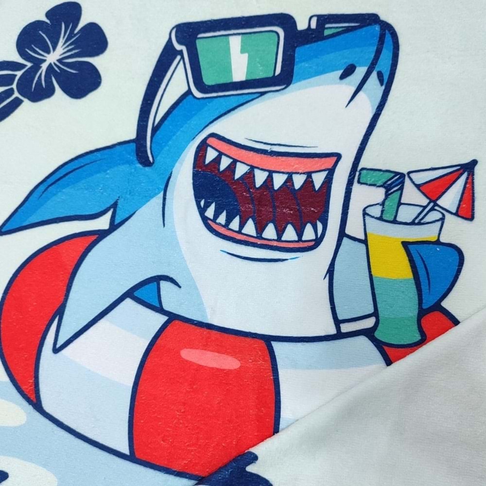 Shark Dijital Baskılı 60x130 Cm Çocuk Plaj Havlusu