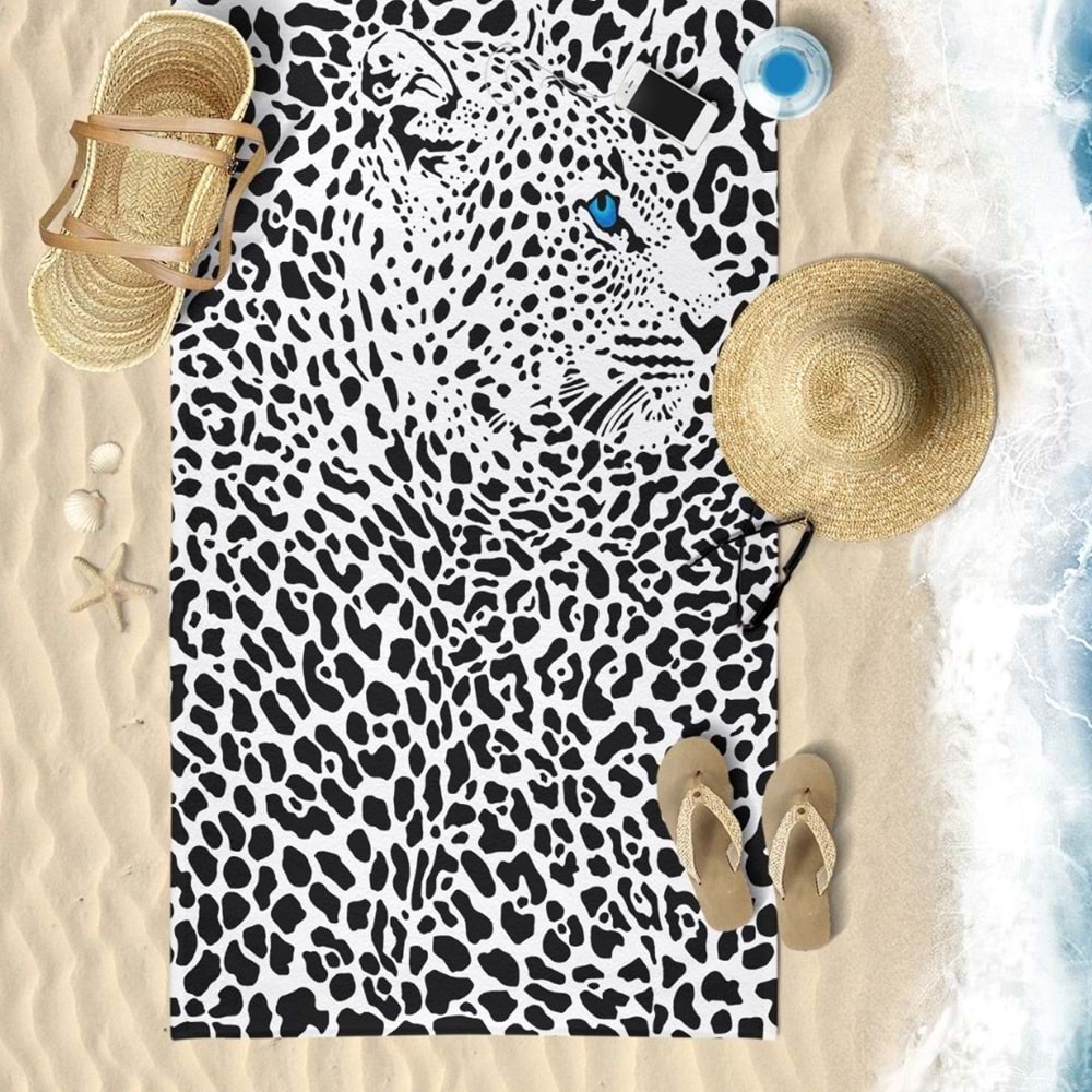 BLACK LEOPARD Dijital Baskılı 75x150 Cm Plaj Havlusu