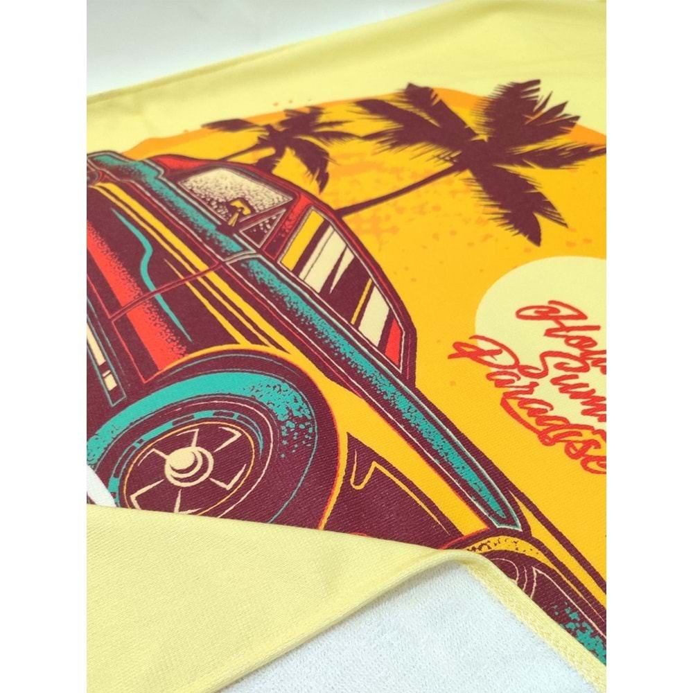TONG BEACH CAR Dijital Baskılı 75x150 Cm Plaj Havlusu