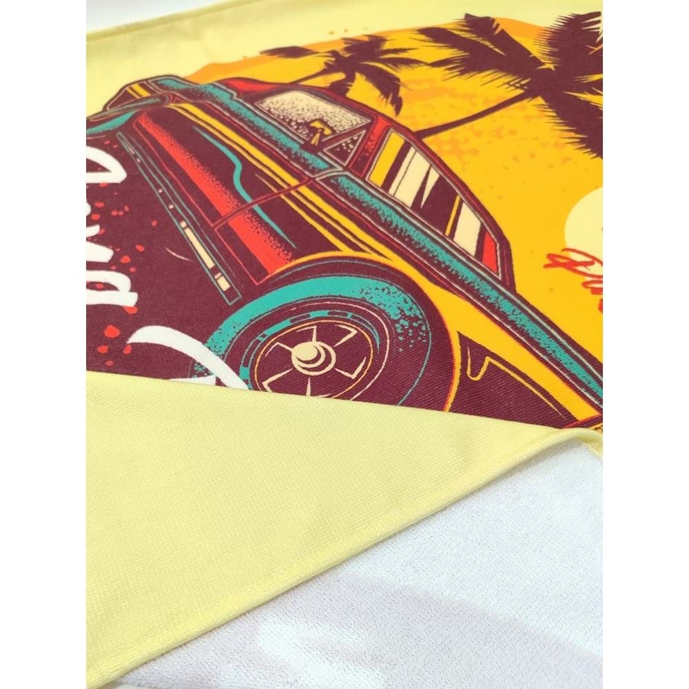 TONG BEACH CAR Dijital Baskılı 75x150 Cm Plaj Havlusu