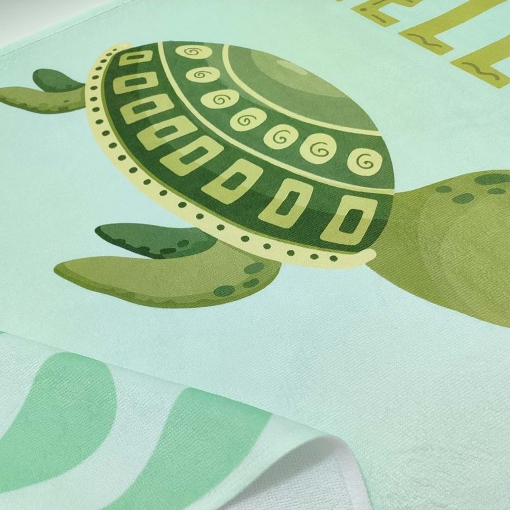 Sevimli Kaplumbağa Dijital Baskılı 70x140 Cm Çocuk Plaj Havlusu