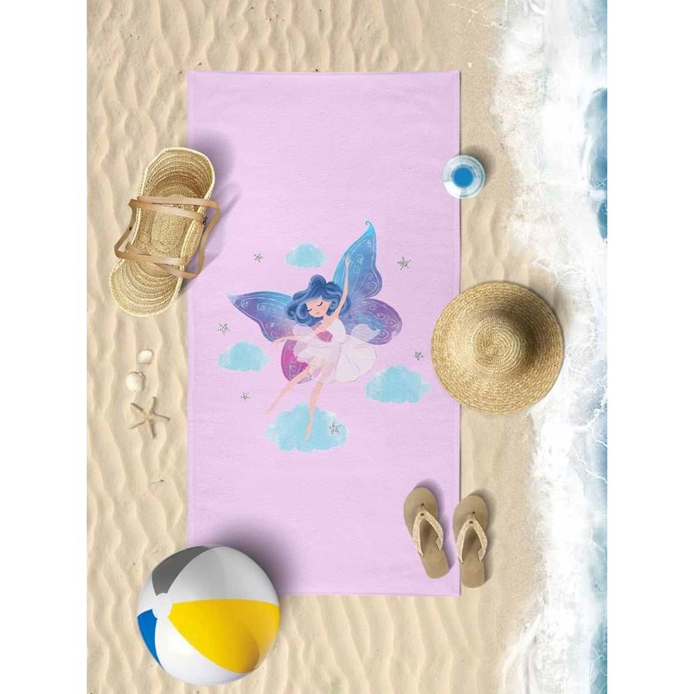 Sevimli Peri Dijital Baskılı 70x140 Cm Çocuk Plaj Havlusu