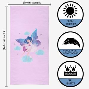 Sevimli Peri Dijital Baskılı 70x140 Cm Çocuk Plaj Havlusu