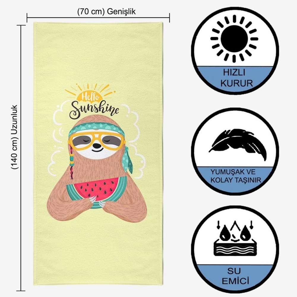Hello Sunshine Dijital Baskılı 70x140 Cm Çocuk Plaj Havlusu