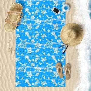 Underwater Desen Dijital Baskılı 75x150 Cm Plaj Havlusu MAVİ
