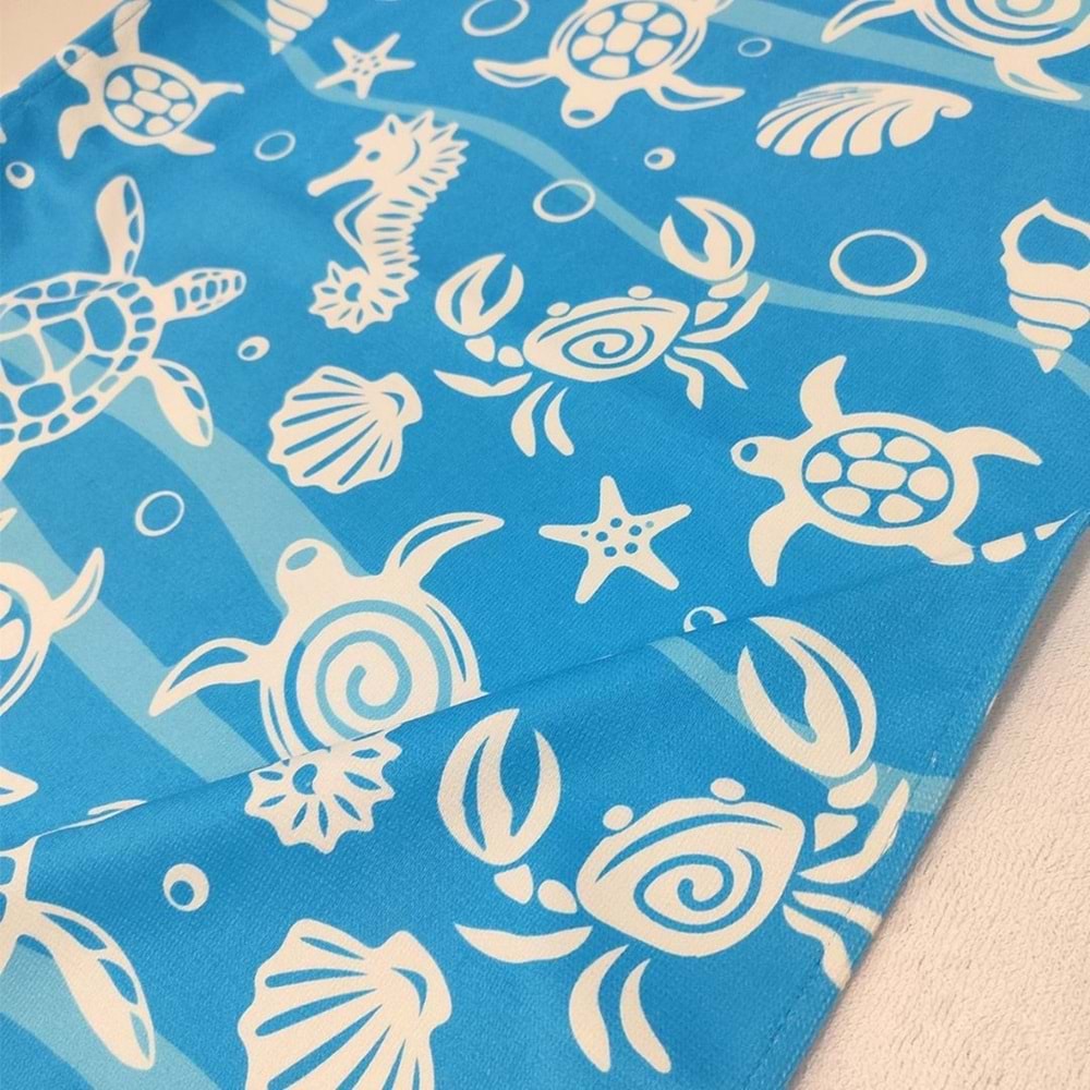 Underwater Desen Dijital Baskılı 75x150 Cm Plaj Havlusu MAVİ