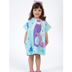 Deniz Kızı Çocuk Panço Plaj Havlusu 3-4 Yaş