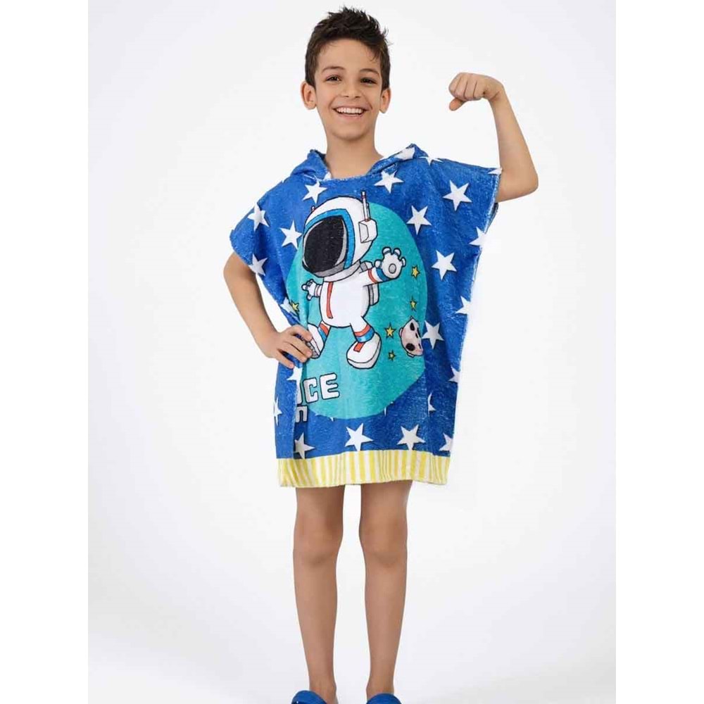 Astronot Desen Çocuk Panço Plaj Havlusu