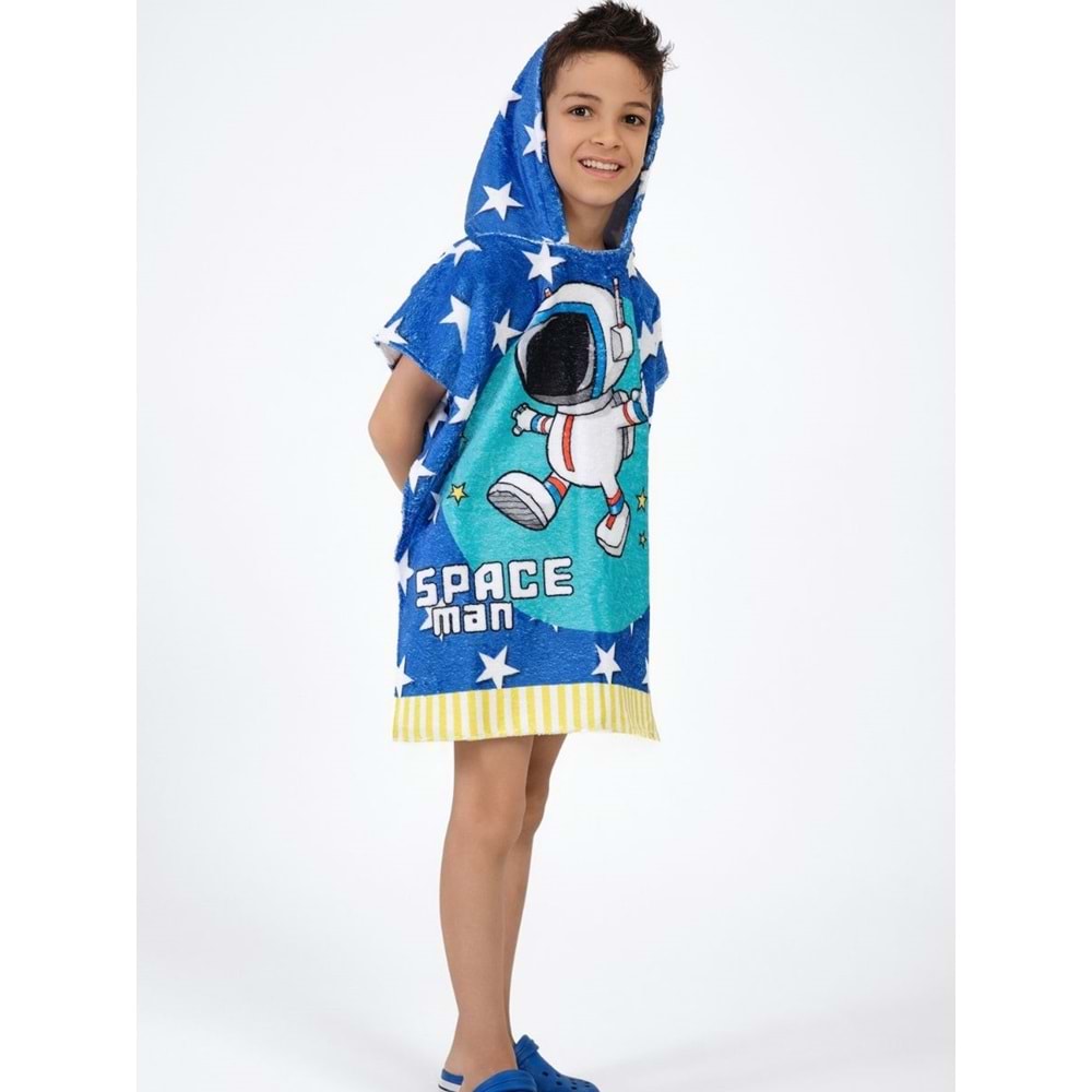 Astronot Desen Çocuk Panço Plaj Havlusu