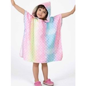 Balık Pulu Desen Çocuk Panço Plaj Havlusu