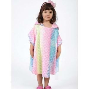 Balık Pulu Desen Çocuk Panço Plaj Havlusu