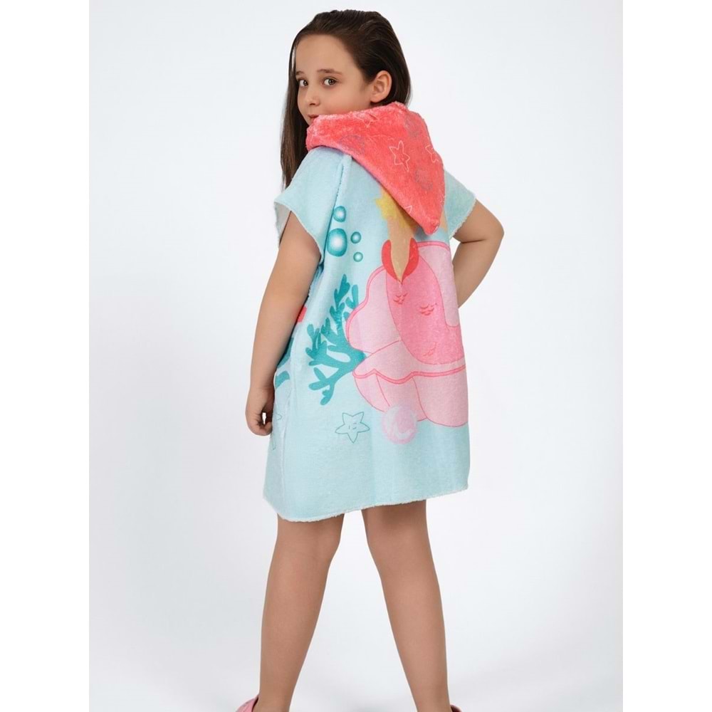 Mermaid Desen Çocuk Panço Plaj Havlusu