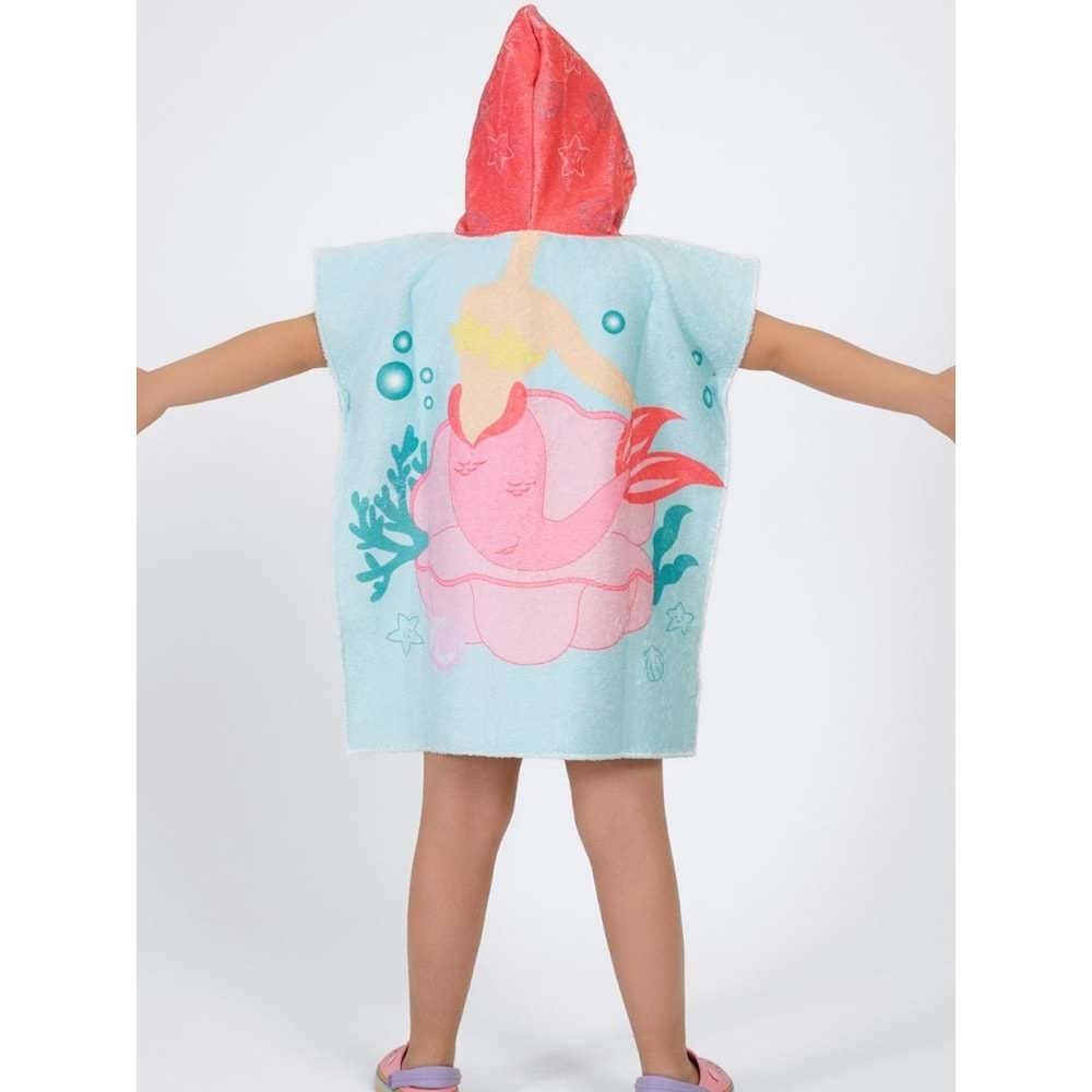 Mermaid Desen Çocuk Panço Plaj Havlusu