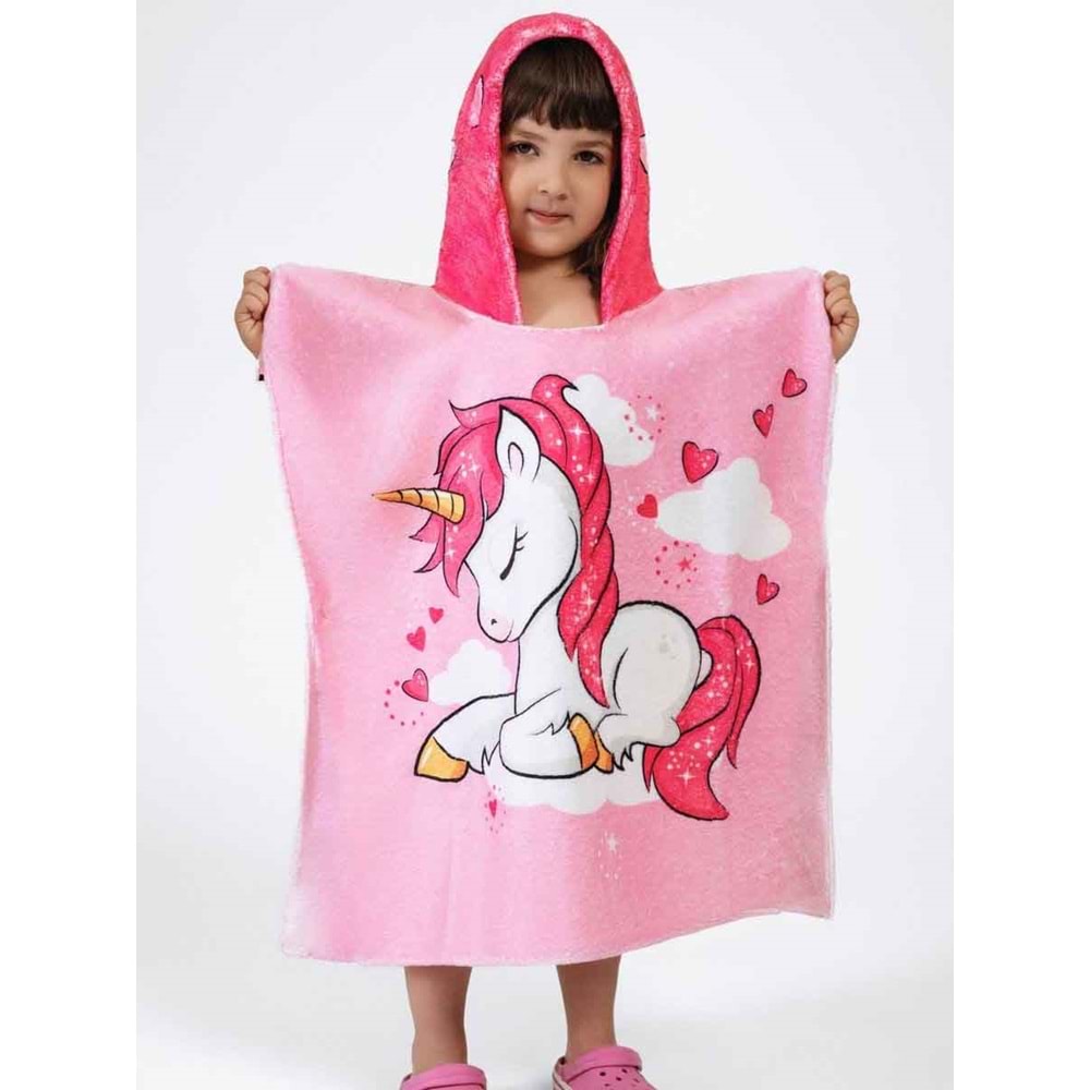 Unicorn Desen Çocuk Panço Plaj Havlusu