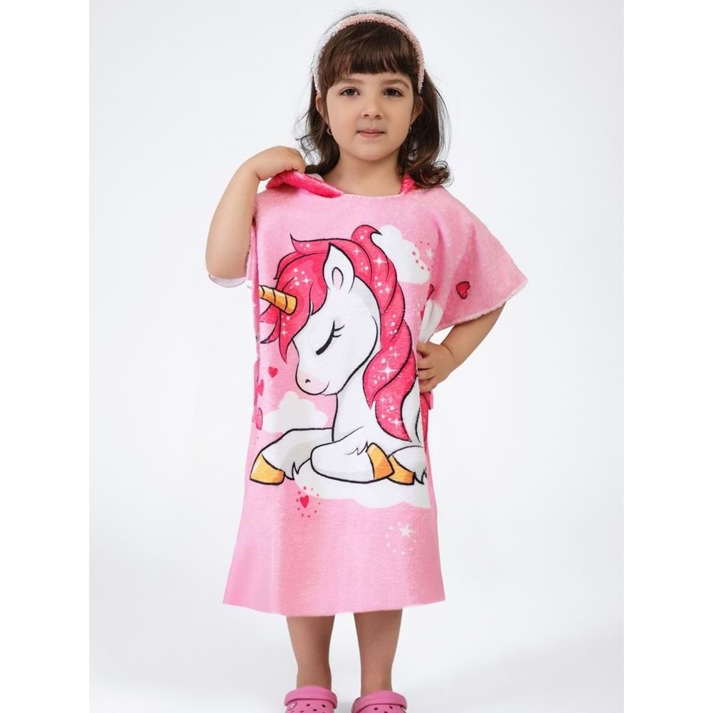 Unicorn Desen Çocuk Panço Plaj Havlusu