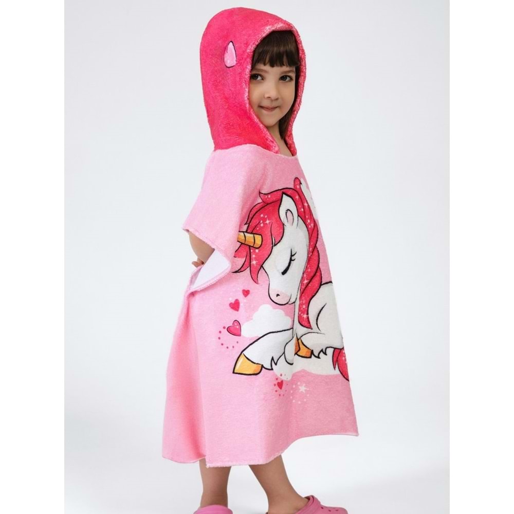 Unicorn Desen Çocuk Panço Plaj Havlusu