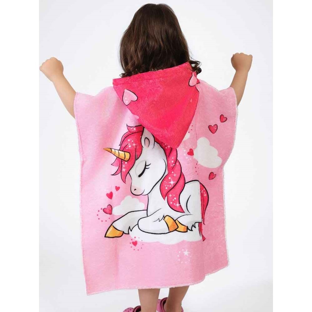 Unicorn Desen Çocuk Panço Plaj Havlusu