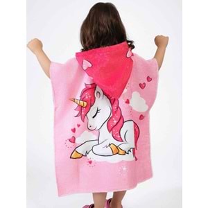 Unicorn Desen Çocuk Panço Plaj Havlusu