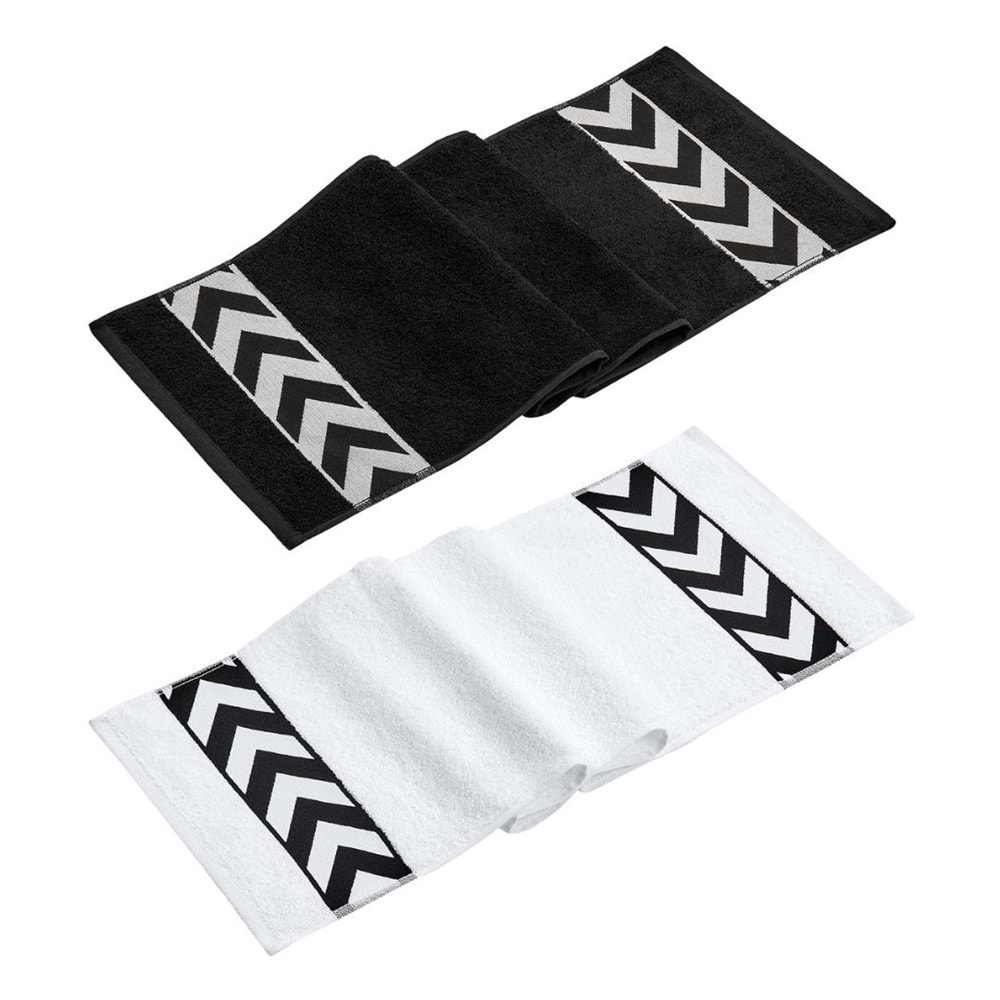 Sergeant 30x100 Cm %100 Pamuk(450 GSM) Siyah-Beyaz 2'li Spor Havlusu Fitness Gym Golf Boks Havlusu